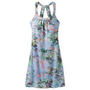 PraNa Cantine Floral Racerback Halter Dress “Blue Graceful “ - size L